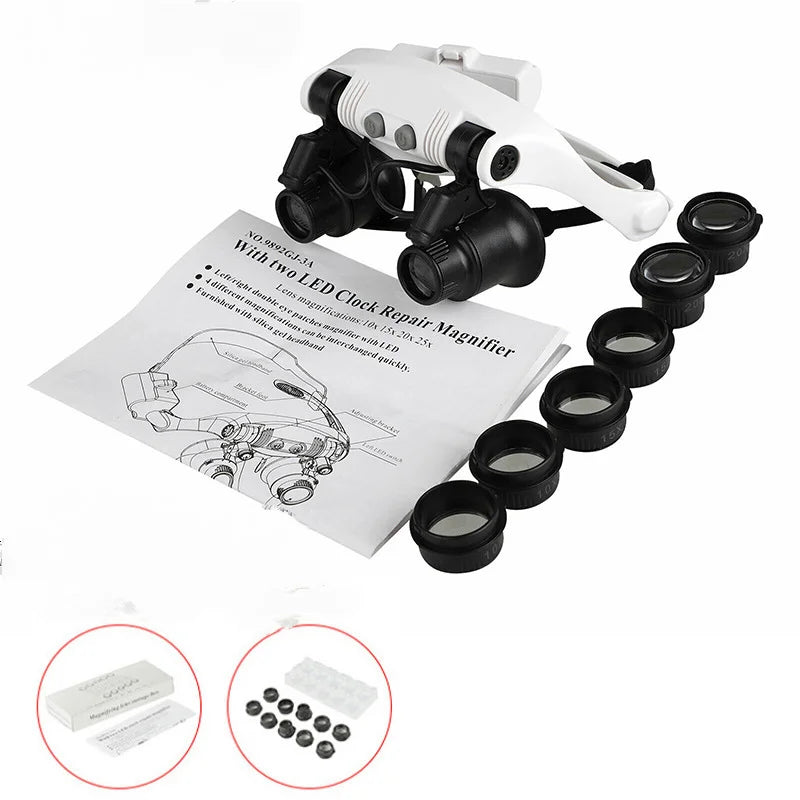 LED Magnifier Loupe Glasses 10X 15X 20X 25X – Jewelry Watch Repair Magnifier Loupe Glasses Axl 10X 15X 20X 25X