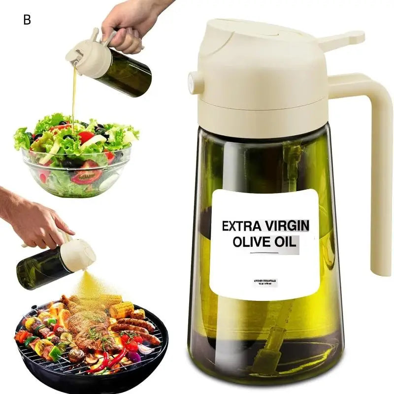 2-in-1 Glass Olive Oil Spray & Pour Bottle | Dark Mist Sprayer Oil Spray Bottle Axl B