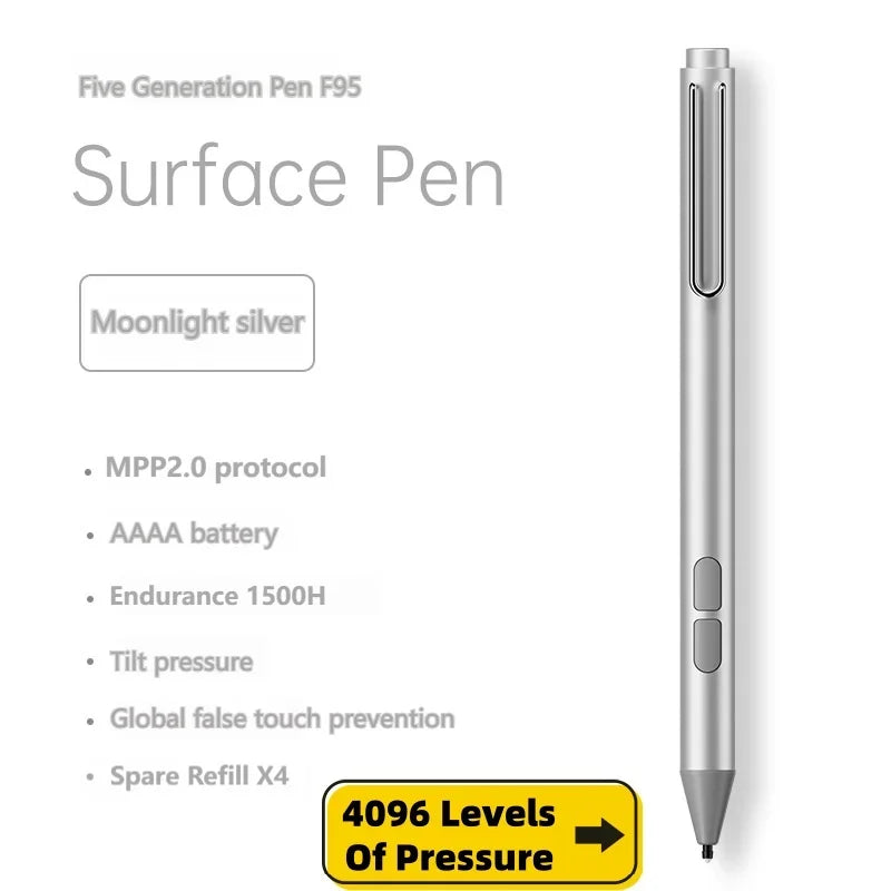 Stylus Pen for Microsoft Surface 4096 Pressure – Pro 9/10/11/8/7 Tablet Stylus Pen Axl F95 - 4096 - Silver