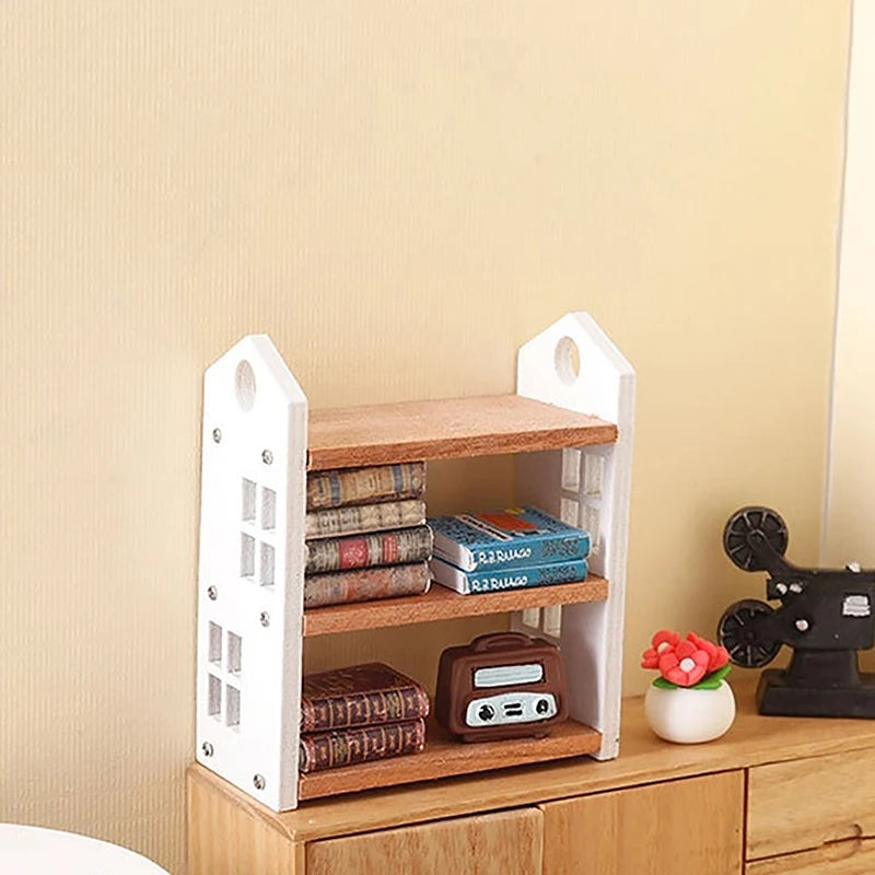 1:12 Dollhouse Miniature Bookshelf Three-Tier Display Rack Dollhouse Miniature Axl