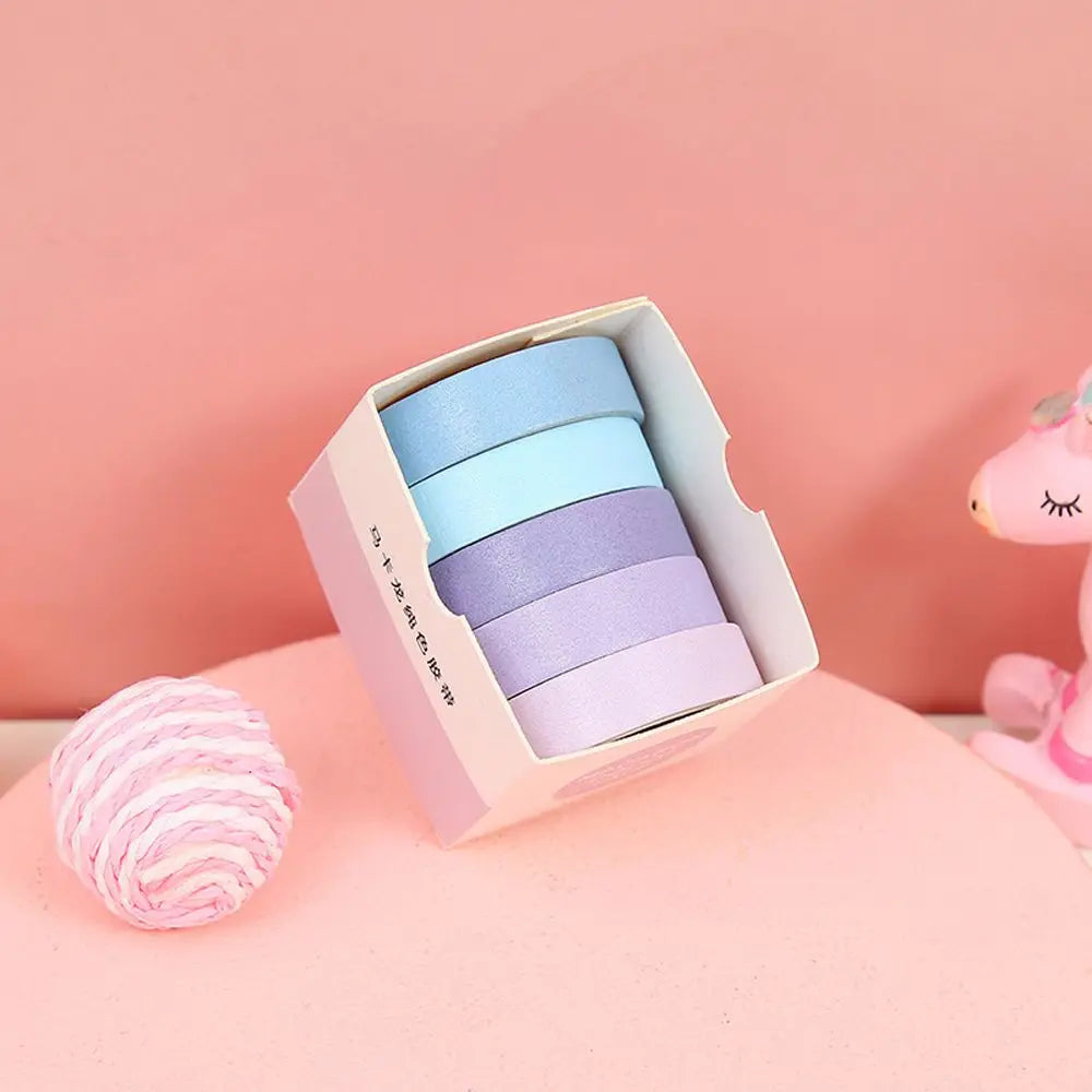 Solid Color Decorative Masking Tape Set – 5 Rolls Scrapbooking Decorative Masking Tape Axl 05