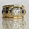 Huitan Gold-Tone CZ Ring – Blue & White Cubic Zirconia Women Fashion CZ Ring Axl A205 6