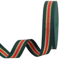 25 Yards Dark Green Glitter Stripe Ribbon – 1 Inch Polyester Craft Ribbon Axl AECH04-18227