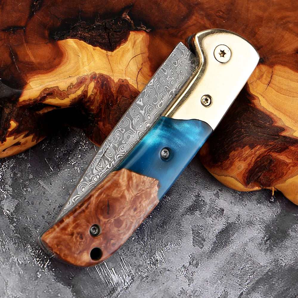 Damascus Steel Folding Knife – Camping Pocket Knife | Xituo Folding Pocket Knife Axl