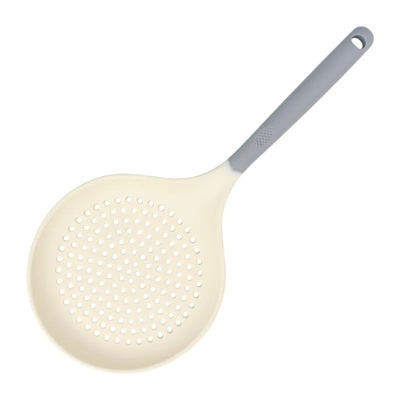 Silicone Long Handle Strainer – Colander for Pasta & Noodles Kitchen Colander Strainer Axl Large white-grey