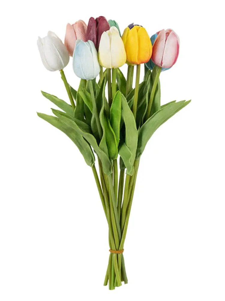 10 PCS Real Touch Artificial Tulips – Wedding & Home Decor Artificial Flowers Axl MULTI