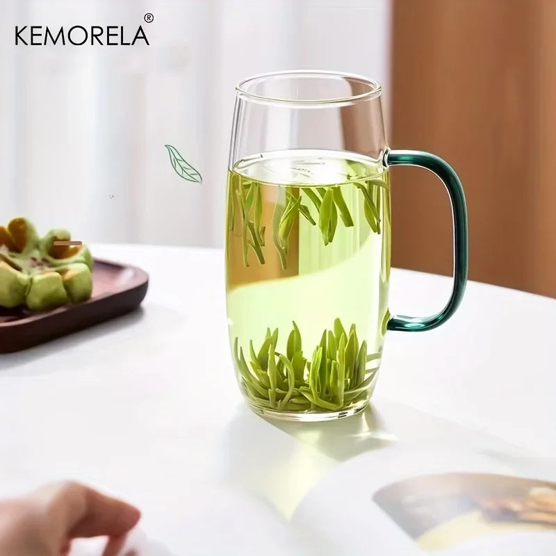 KEMORELA Heat-Resistant Glass Tea Cup with Handle | Microwave Safe Glass Tea Cup Axl