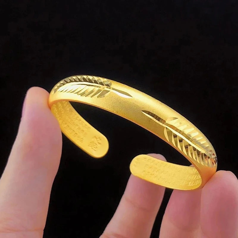 Ancient Heart Sutra Gold Dragon Leaf Bracelet for Women Cuff Bracelet Axl