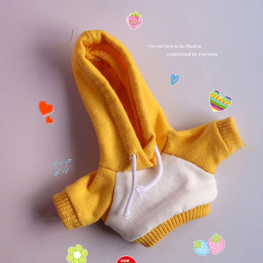Handmade Hoodie for 10cm Cotton Dolls – Sweatshirt Outfit Doll Clothing Axl Yellow with Hat