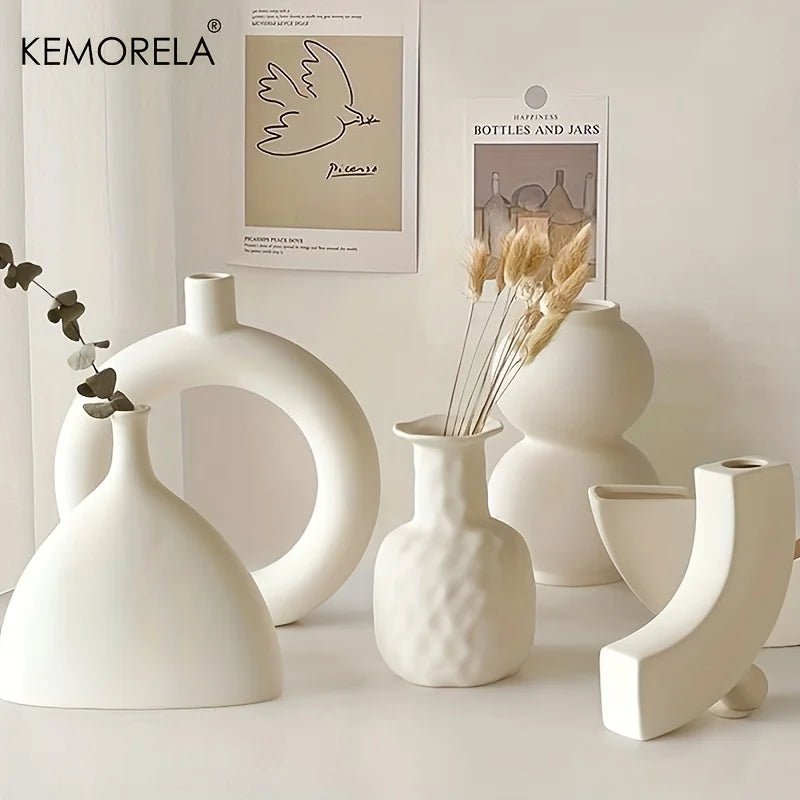 Nordic Ceramic Donut Vase – Hollow Flower Pot Home Decor Decorative Ceramic Vase Axl