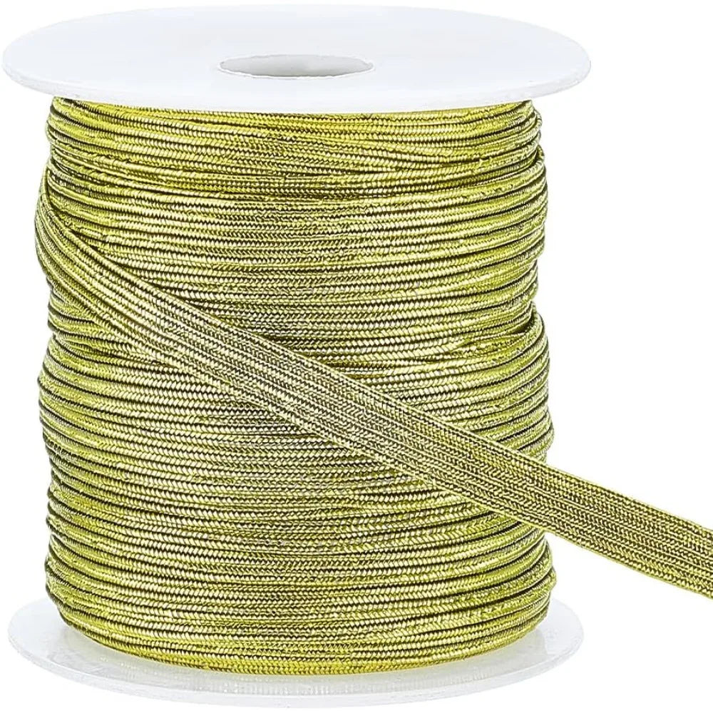 Flat Elastic Cord 6mm Goldenrod Glitter | 25 Yards DIY Craft Elastic Craft Cord Axl AECH04-18411