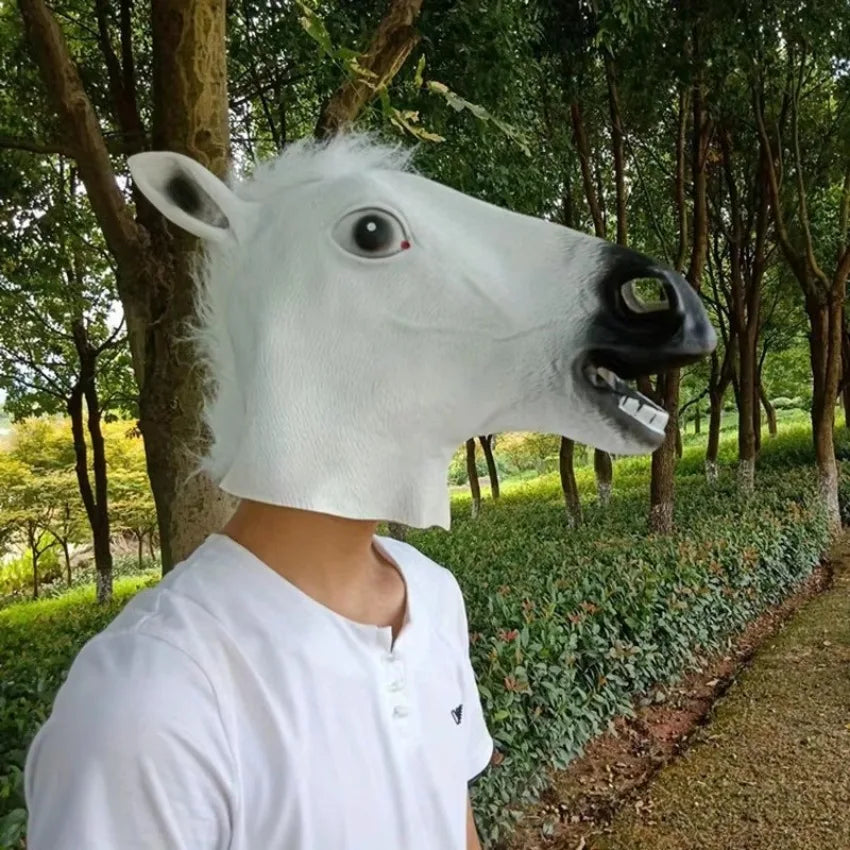 Simulation Horse Head Mask – Funny Cosplay Costume Prop Costume Mask Axl White