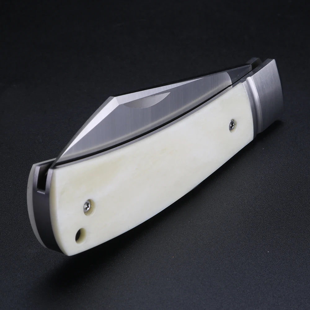 XUAN FENG D2 Steel Folding Knife – Bull Bone Handle EDC Pocket Folding Pocket Knife Axl