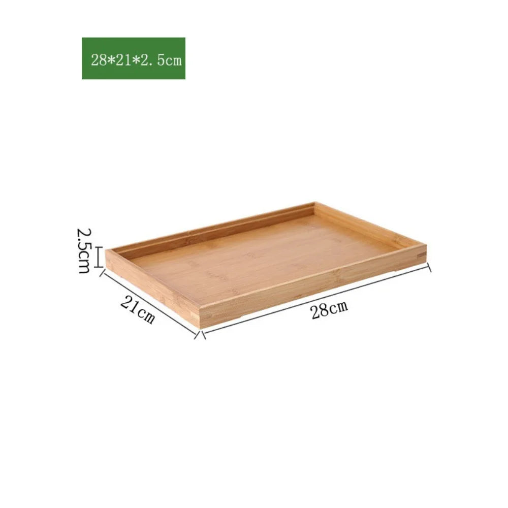 Retro Bamboo Storage Tray Organizer – Coffee Table & Tea Tray Bamboo Serving Tray Axl 28-21-2.5cm