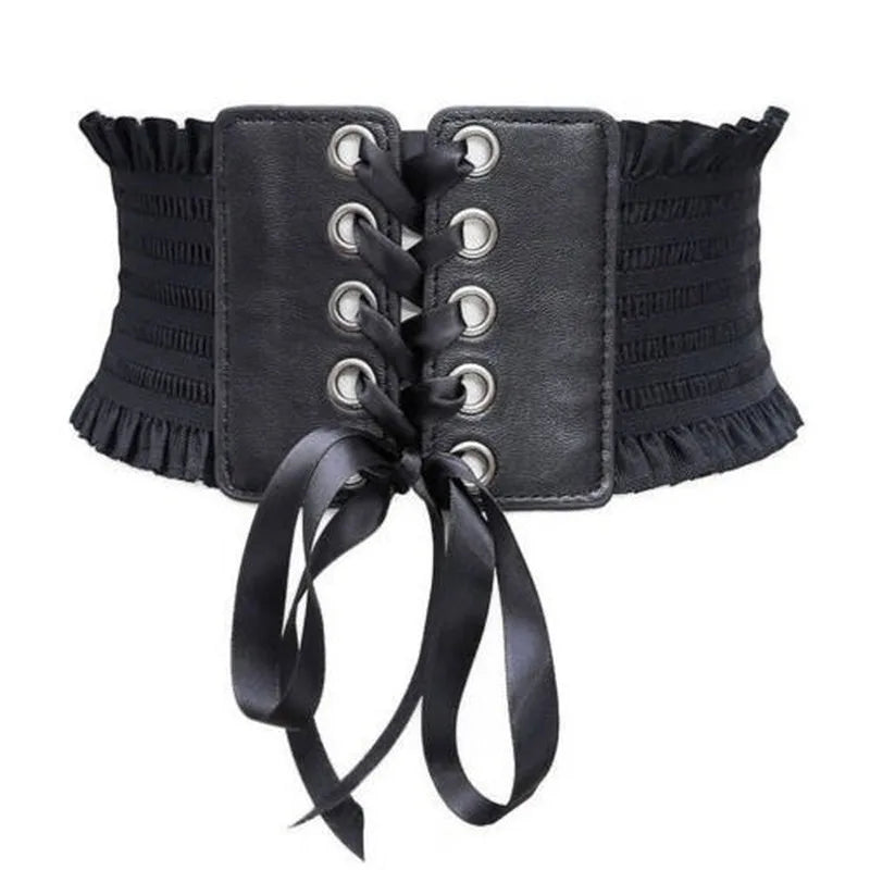 Women's Wide Elastic Corset Belt with Tassels | High Waist Wide Corset Belt Axl