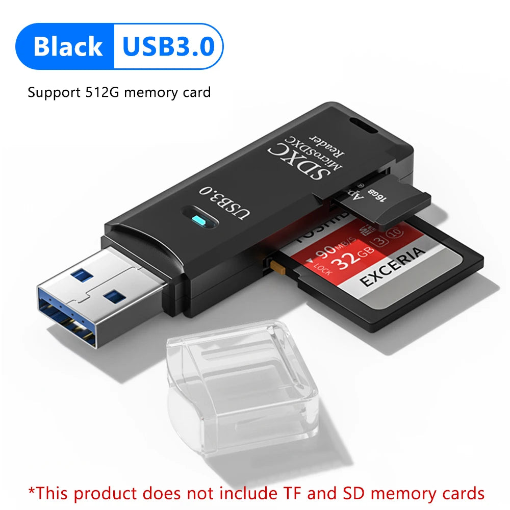 USB 3.0 2-in-1 SD & TF Card Reader Adapter for PC & Laptop Memory Card Reader Axl USB 3.0 Black CN