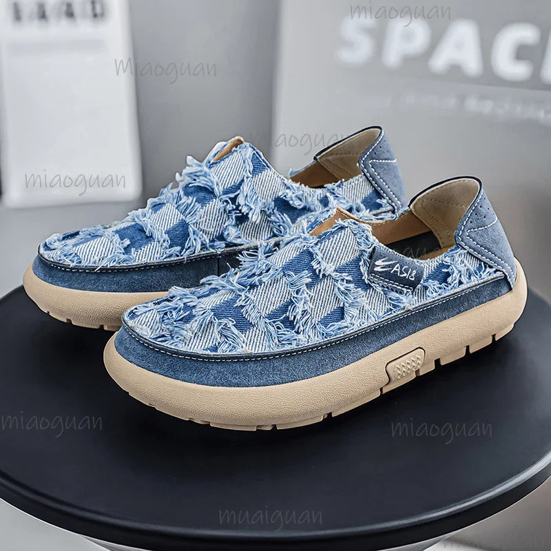 Men's Canvas Slip-On Loafers – Casual Espadrille Flat Shoes Canvas Slip-On Loafers Axl