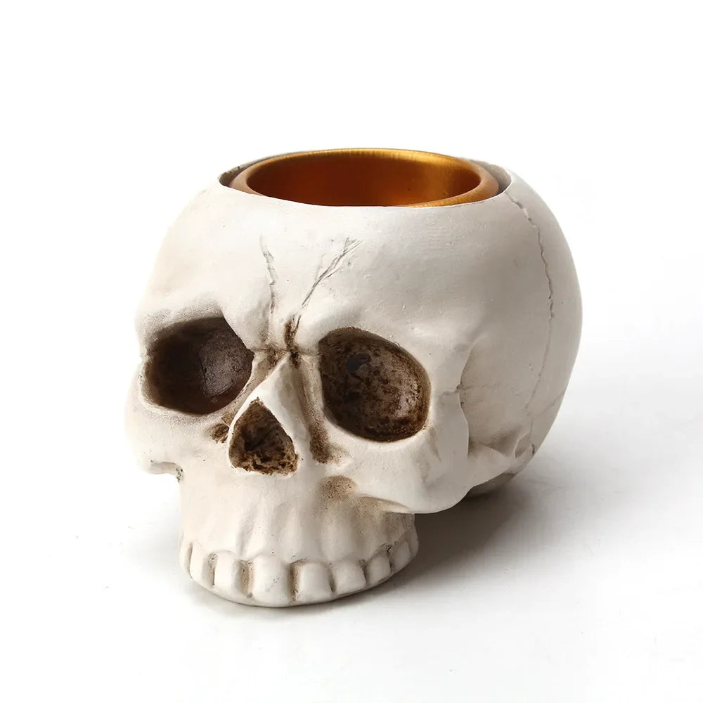Halloween Skull Hand Candlestick Holder – Resin Skeleton Decor Candlestick Holder Axl WHITE