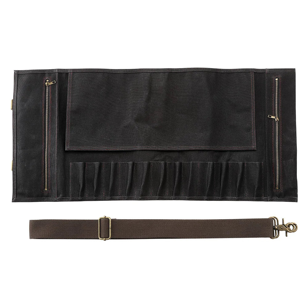 XINZUO Canvas Chef Knife Roll Bag – 12 Pockets + 2 Zipper Bags Knife Roll Bag Axl Black