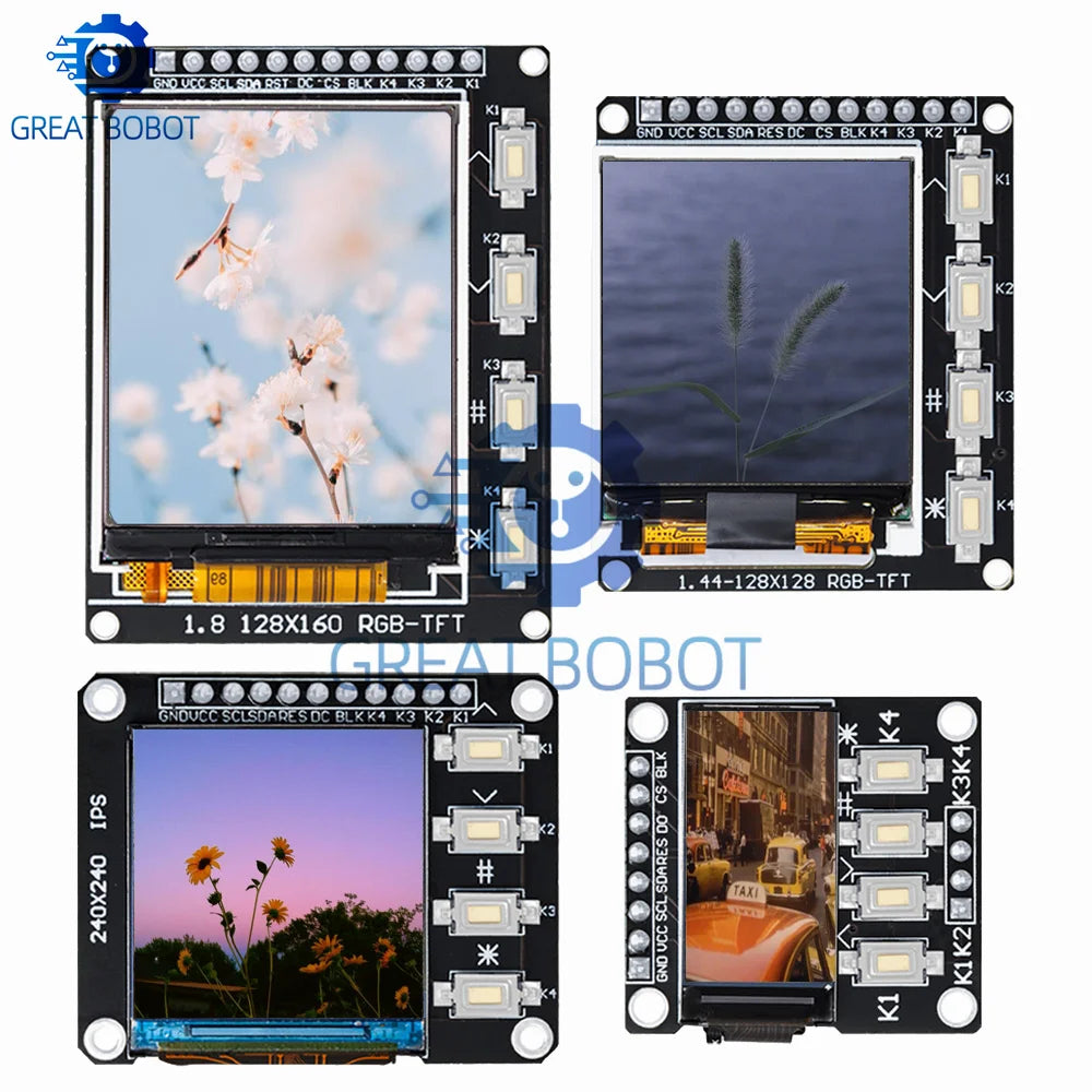 TFT Color LCD Module SPI 0.96–1.8" ST7735 ST7789 | 4-Key LCD Display Module Axl