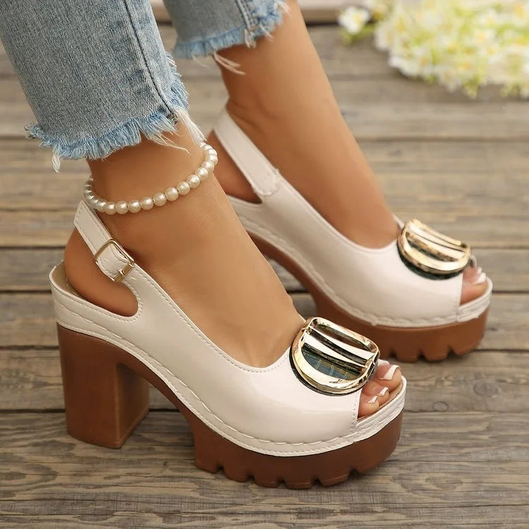 HAJINK Women's Heeled Sandals – Buckle Strap, Plus Size 5–13 Women's Heeled Sandals Axl