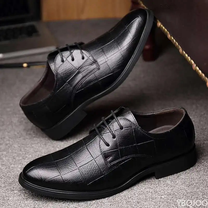 Men's Business Casual Leather Shoes – Soft Sole Lace-Up Men's Casual Shoes Axl