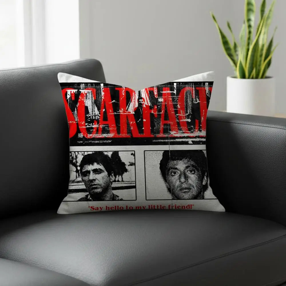 Scarface Linen Cushion Cover | Movie Print Pillowcase Set Decorative Cushion Cover Axl White1 60X60cm