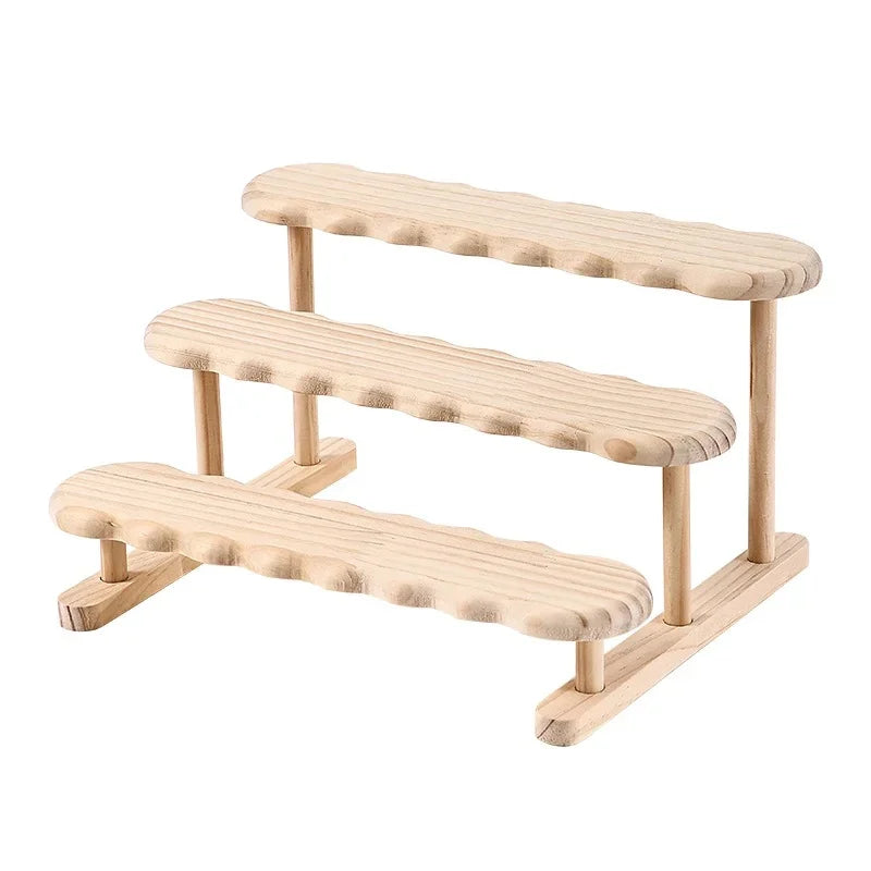 3-Tier Wooden Display Riser Stand – Desktop Organizer Shelf Display Riser Stand Axl