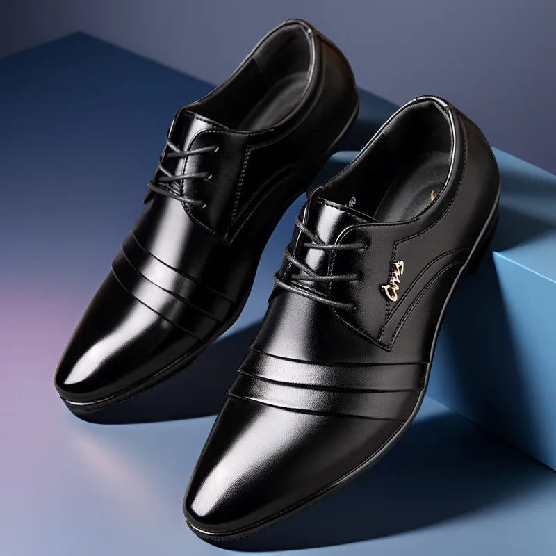 Men's PU Leather Oxford Dress Shoes – Lace-Up Breathable Oxford Dress Shoes Axl