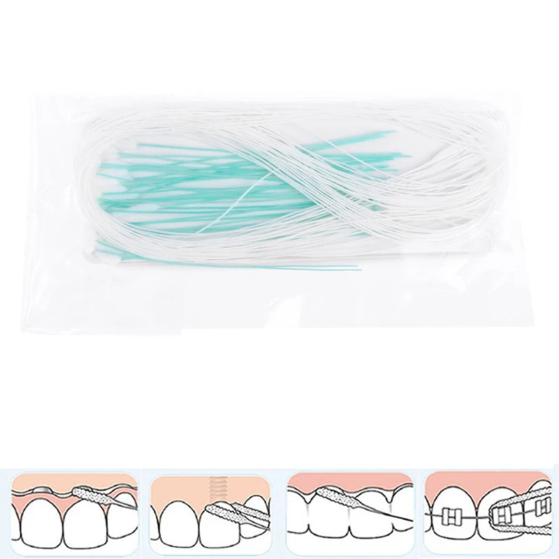 50-Pack Dental Floss Threaders for Braces, Bridges & Implants Dental Floss Threader Axl