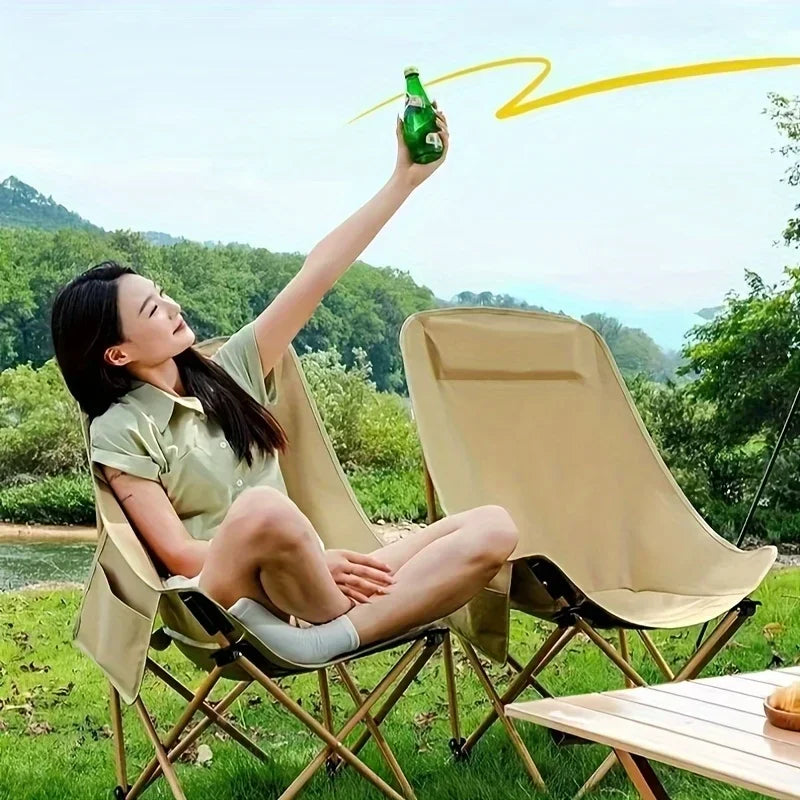 Portable High-Back Moon Chair – Foldable Stainless Steel Frame Folding Moon Chair Axl