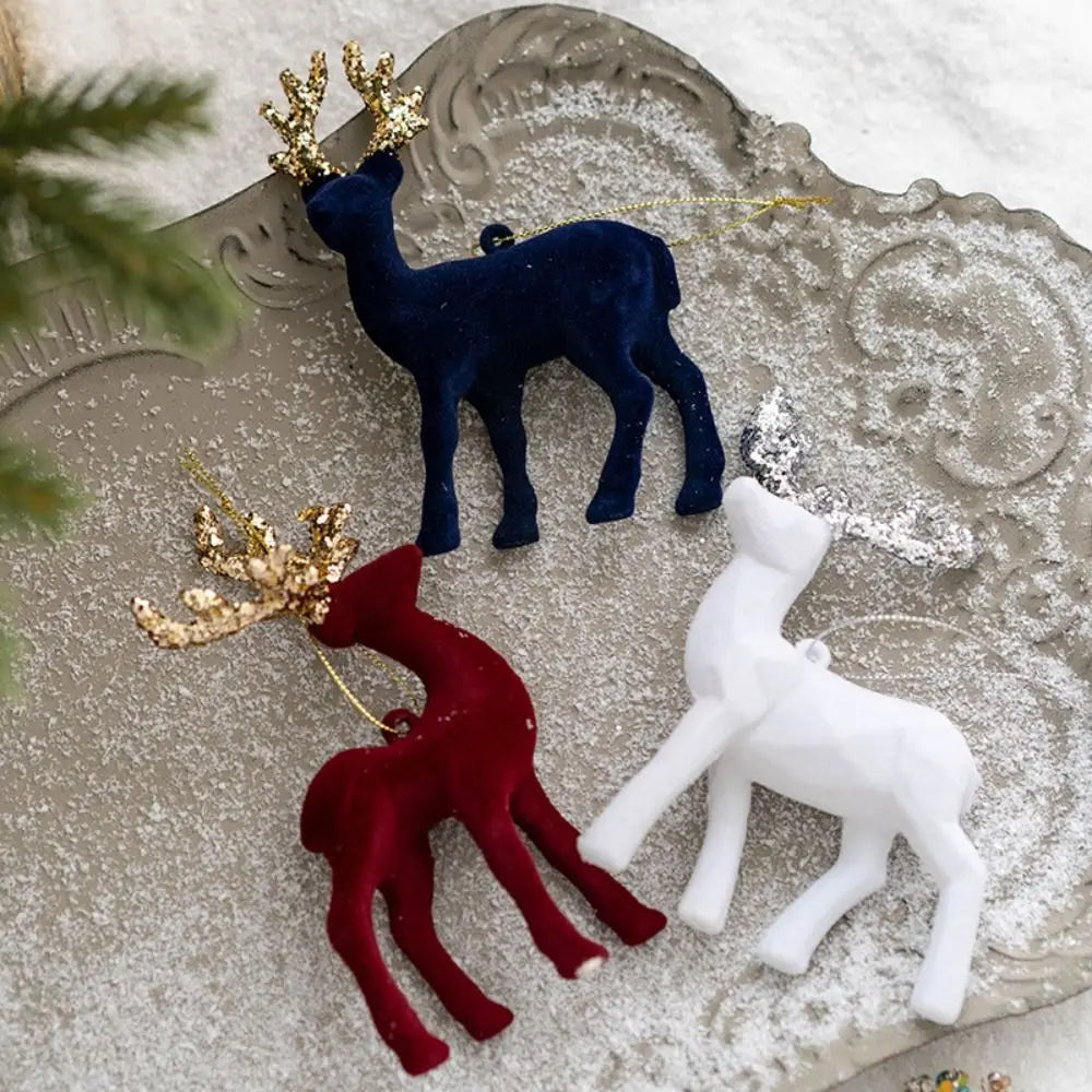 Glitter Reindeer Elk Flocked Christmas Tree Pendant Ornament Christmas Tree Ornament Axl