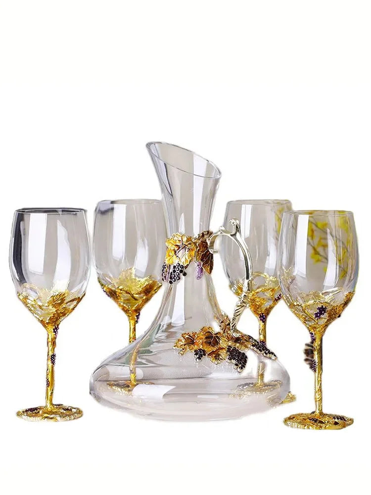 Enamel Crystal Wine Glass & Decanter Set | Gift Box Crystal Wine Glass Set Axl