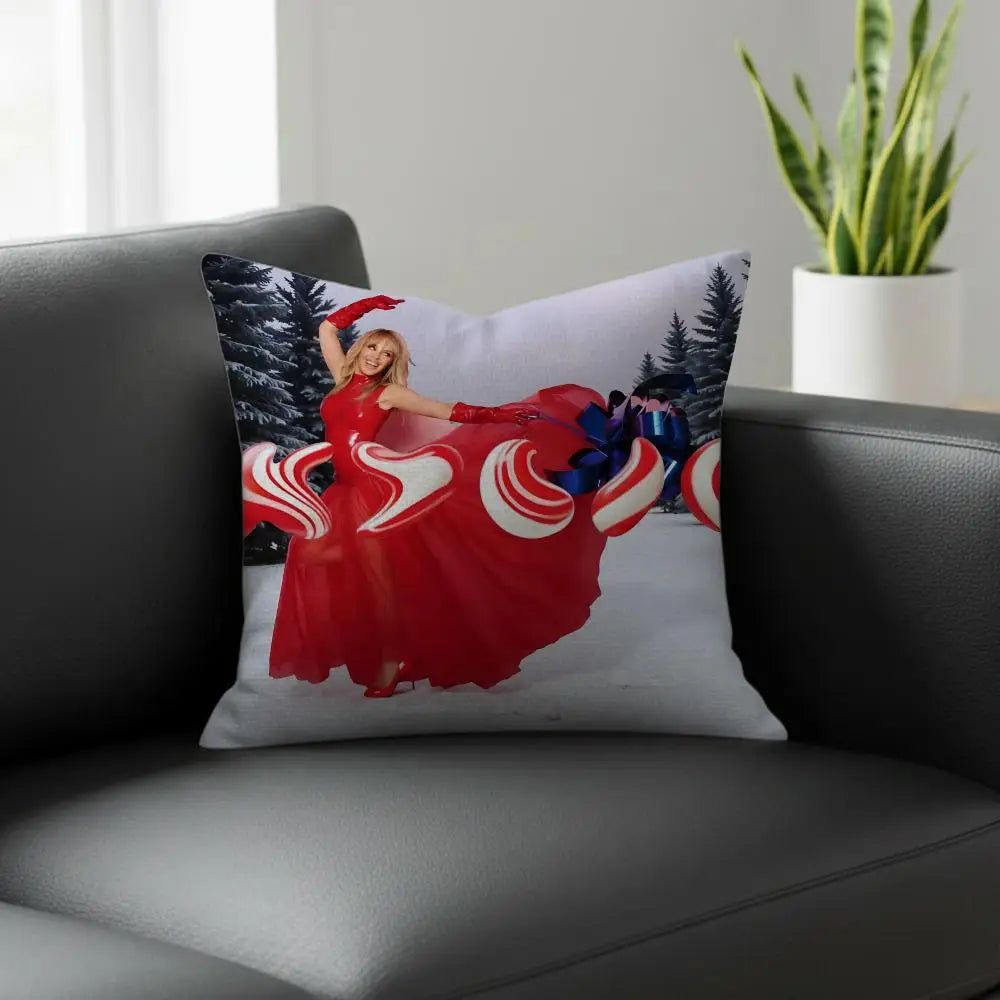 Kylie Minogue Christmas Linen Cushion Cover | Sofa Pillowcase Decorative Cushion Cover Axl White4 50X50cm