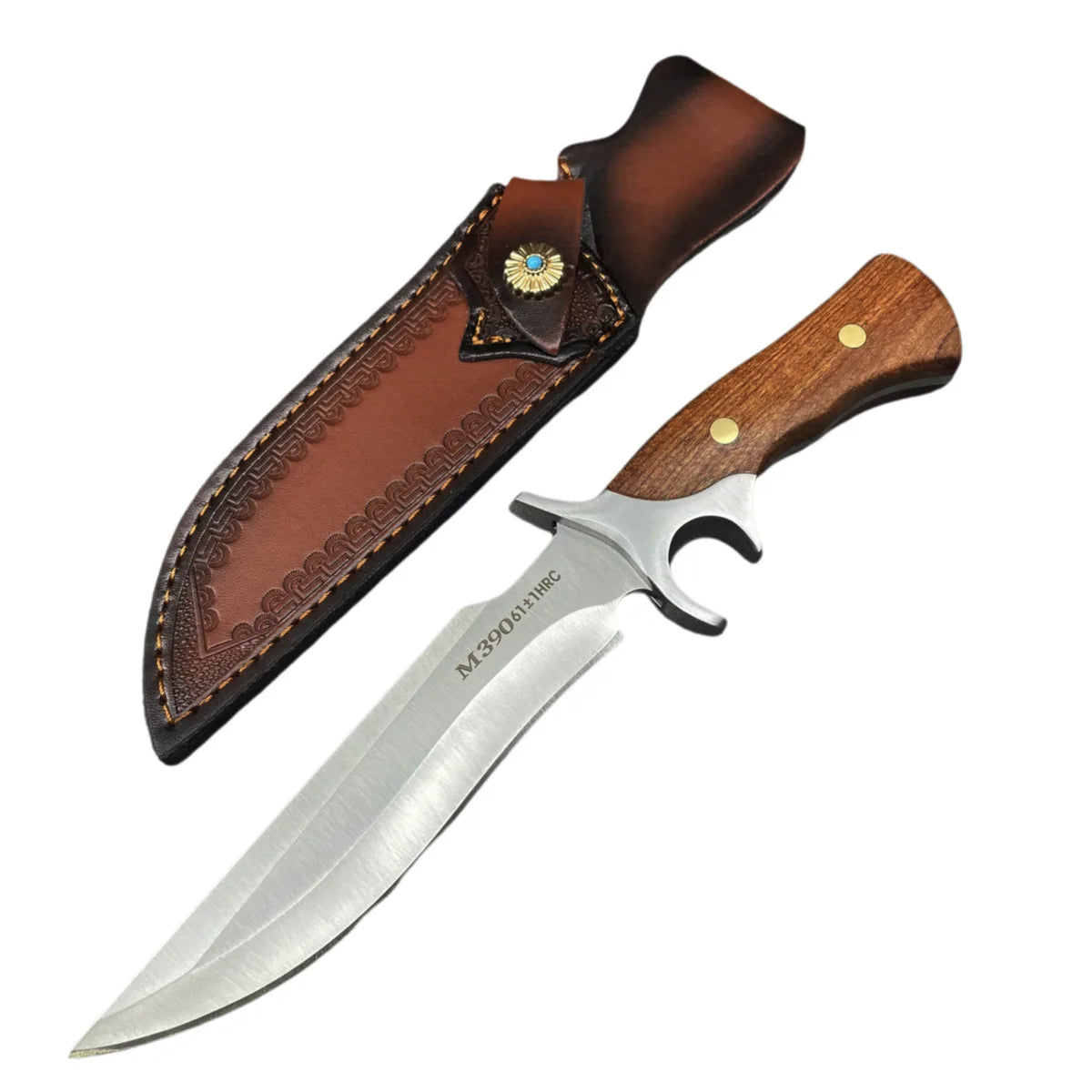 M390 Fixed Blade Kitchen Knife – Walnut Handle & Leather Sheath Fixed Blade Knife Axl M390 steel
