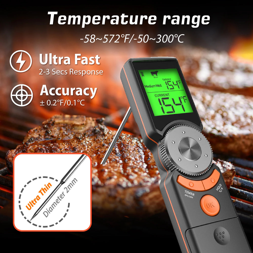 Instant Read Meat Thermometer – LCD Digital BBQ & Kitchen Kitchen Thermometer Axl