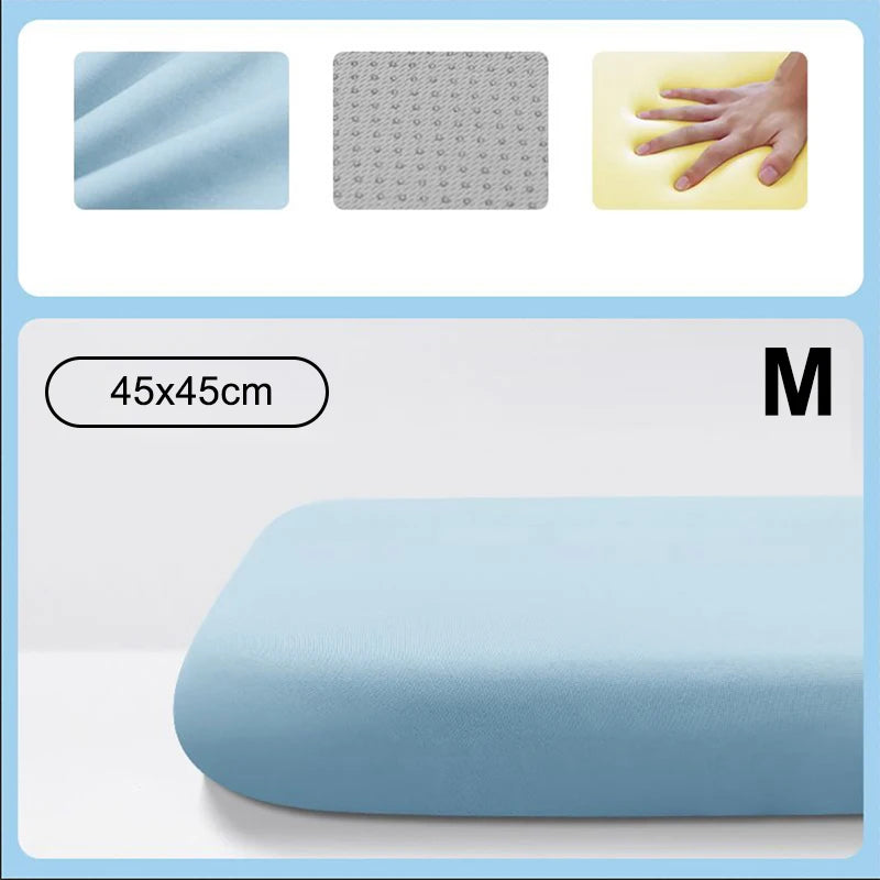 Memory Foam Ice Silk Seat Cushion – Breathable Chair Pad Memory Foam Cushion Axl four seasons cloth blue-M