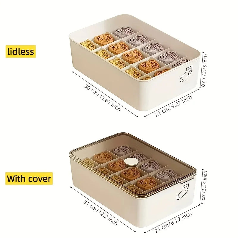 15-Compartment Plastic Underwear & Socks Drawer Organizer Box Drawer Storage Organizer Axl