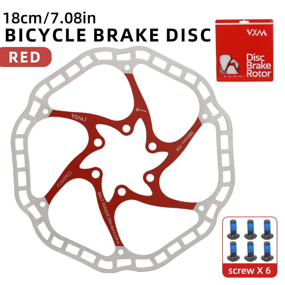 VXM Floating Disc Brake Rotor 160/180mm 6-Bolt MTB Bike Disc Brake Rotor Axl 180MMRed