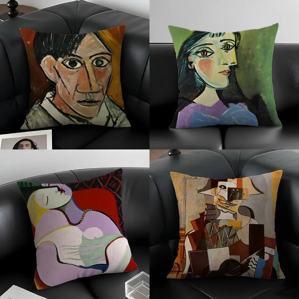 Picasso Linen Cushion Cover | Art Print Pillow for Sofa & Bed Decorative Cushion Cover Axl