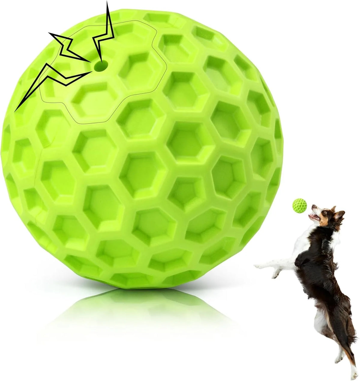 Interactive Squeaky Rubber Dog Ball Toy – Chew & Fetch Dog Chew Toy Axl green 2.1in