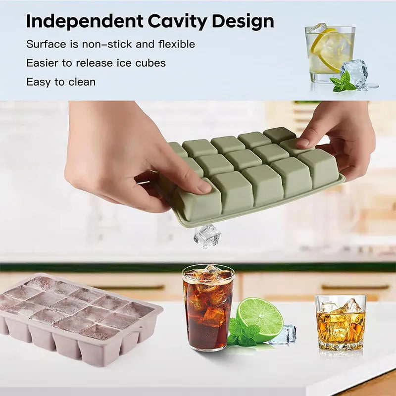 2-Pack Large Silicone Ice Cube Tray with Lid | Whiskey & Cocktails Silicone Ice Cube Tray Axl