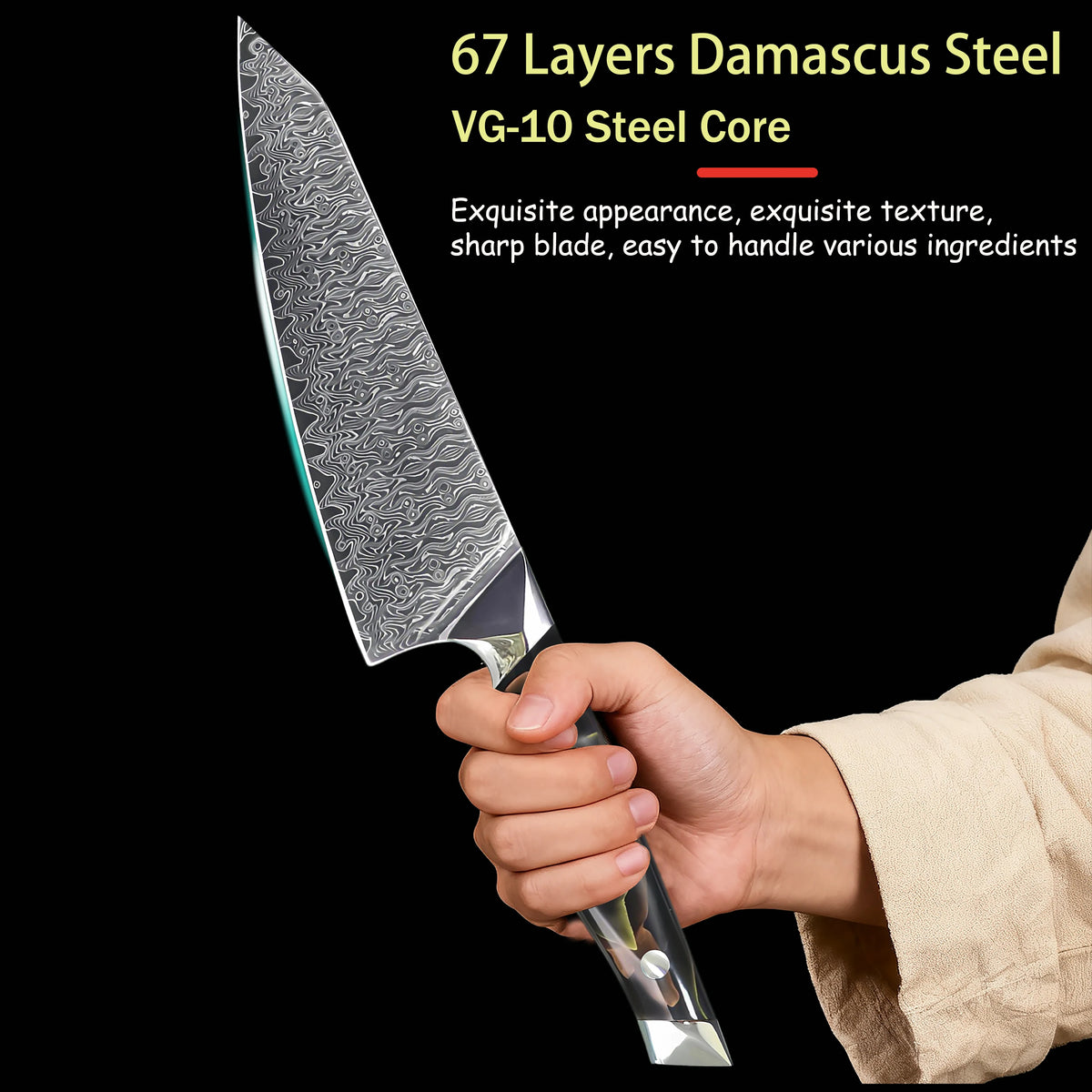 Kiritsuke Chef Knife – Sharp Stainless Steel Non-Slip Handle Kiritsuke Kitchen Knife Axl