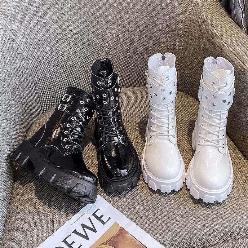 Women's Ankle Boots – Rear Zip, Belt Buckle & Wedge Heel Women's Ankle Boots Axl