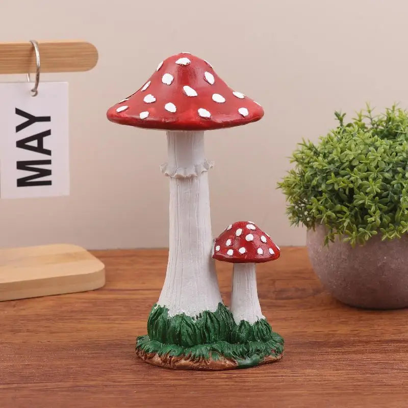Resin Mushroom Garden Ornament – Indoor & Outdoor Decor Sculpture Garden Ornament Axl A2