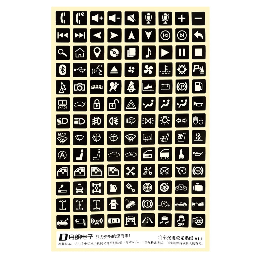 Car Luminous Switch Stickers – 117pc Rocker Button Decals Car Switch Decals Axl Graphics