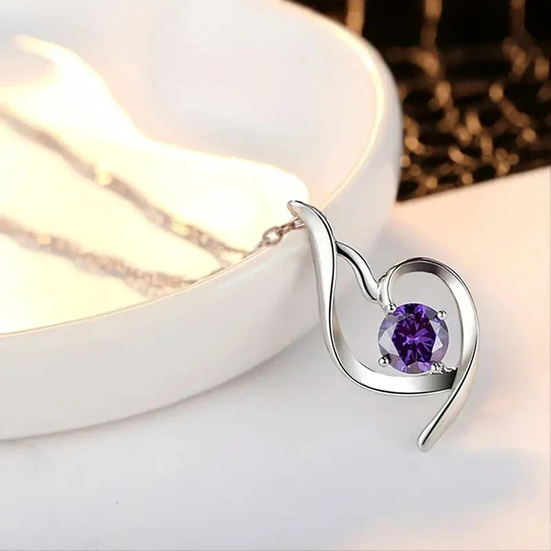Huitan Cubic Zirconia Pendant Necklace – Women's Wedding Jewelry Pendant Necklace Axl