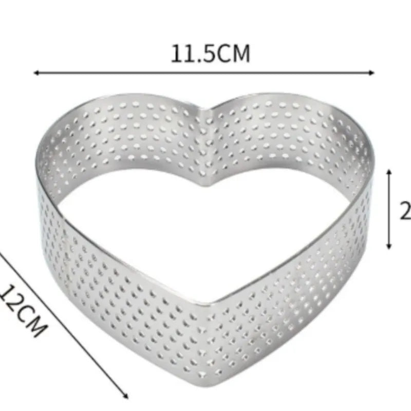 6-Piece Heart Tart Ring Set | Perforated Stainless Steel Molds Tart Ring Mold Set Axl