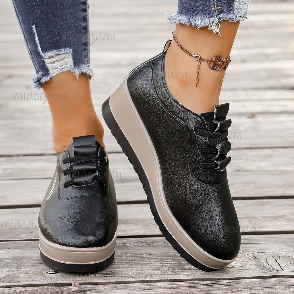 Women's Wedge Platform Sneakers – Height Increasing Lace-Up Wedge Sneakers Axl