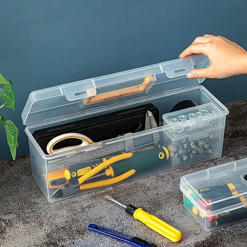Transparent Portable Toolbox – Large Capacity Hardware Organizer Tool Storage Box Axl